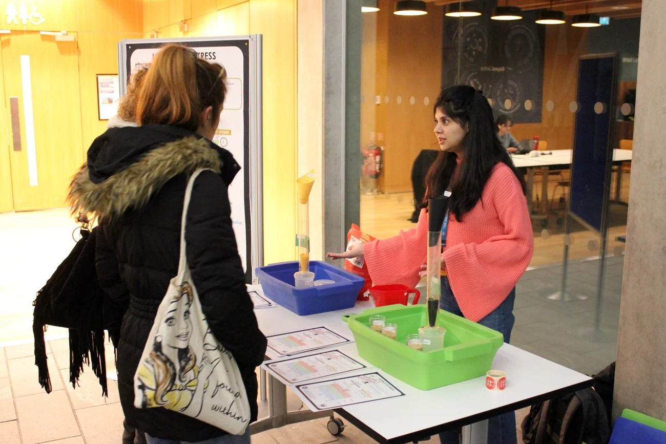 A visitor takes part in the Licence to Stress activity